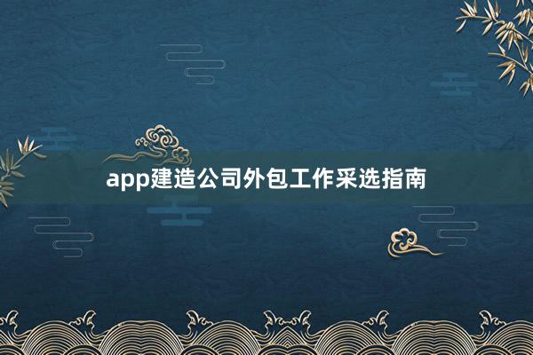 app建造公司外包工作采选指南