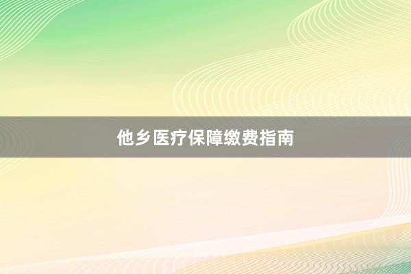 他乡医疗保障缴费指南